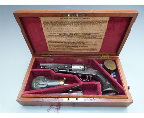 London Pistol Company (Manhattan) .31 five-shot single action revolver with engraved frame, shaped wooden grips and 4 inch oc