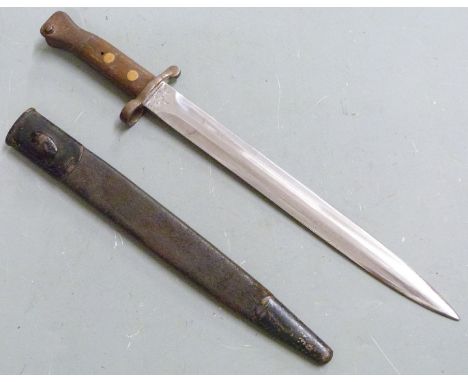 British Army Lee Metford bayonet with good stamps together with leather scabbard