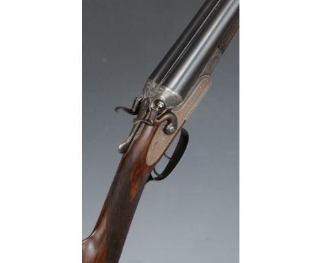James Woodward &amp; Sons 12 bore side by side hammer action shotgun with named and engraved locks, engraved trigger guard, u
