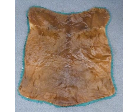 A moose skin mounted on a fabric backing with velvet surround by the National Fur and Tanning Co, Omaha, Nebraska, 184 x 160c