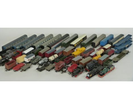 Sixty Hornby, Tri-ang, Fleischmann, Hornby Dublo and similar 00 gauge model railway locomotives, coaches, wagons and tankers.
