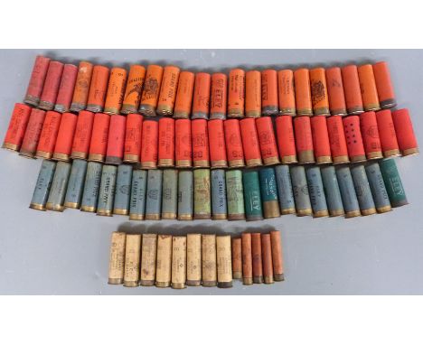 Eighty-two various collectors' shotgun cartridges including Eley Yeoman, Kynoch, Gevelot Supervix, Grand Prix, 12 bore, 20 bo