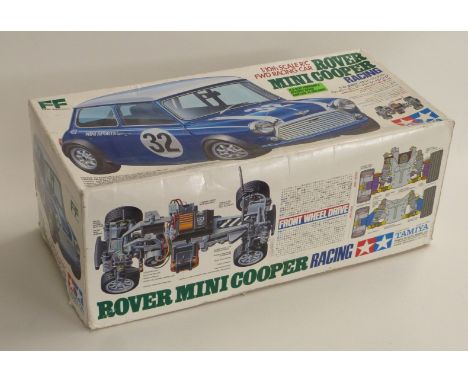 Tamiya 1:10 scale radio controlled Rover Mini Cooper Racing model kit, 85211 9800, in original box.&nbsp;