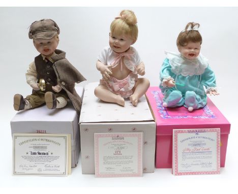 Three The Ashton-Drake Galleries dolls Born To Be Famous Little Sherlock, Cute As A Button and My First Tooth, all in origina