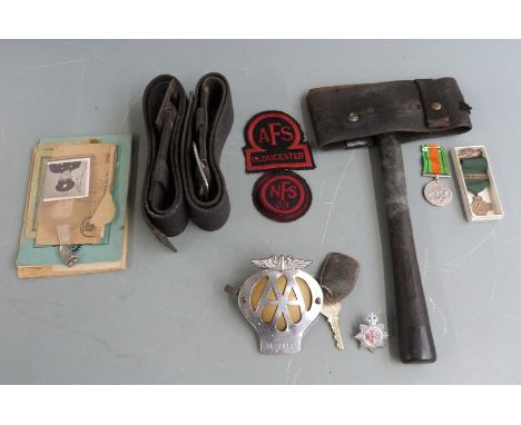 British Army and Fire Service items for S E Goscombe of Gloucester including his WW2 Defence Medal, soldier's release book, N