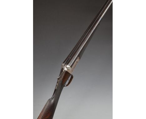 Moore &amp; Grey 12 bore side by side ejector shotgun with named locks, chequered grip and forend, double trigger and 30 inch