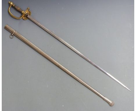 British 1796 pattern sword with Army Medical Corps cipher to guard, 81cm half length double fullered blade and scabbard&nbsp;