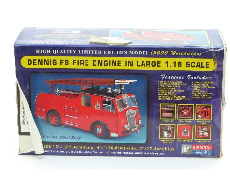 Original Classics High Quality limited edition 1:18 scale diecast model Dennis F8 Fire Engine, OCLF8-1, in original box.&nbsp