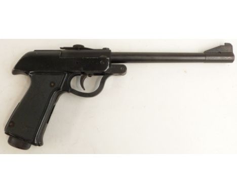 Polish Predom Lucznik model 1970 .177 air pistol dated 1975 with chequered composite grips and adjustable sights, serial numb