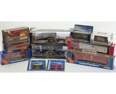 Eleven Corgi diecast model vehicles including Superhaulers, Original Omnibus Company (OOC), Vanguards etc, all in original bo