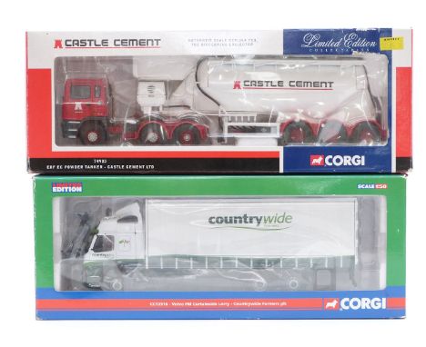 Two Corgi&nbsp;1:50 scale limited edition diecast model lorries Countrywide Farmers PLC CC13516 and Castle Cement 74903, both