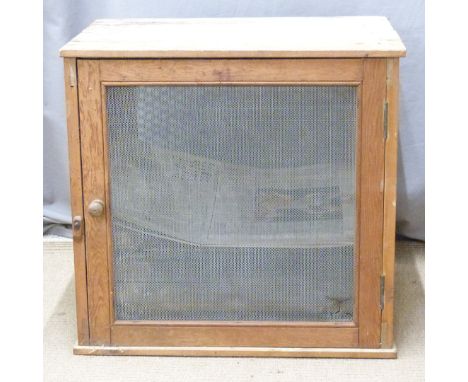 A vintage pine meat safe, W59 x D42 x H56cm