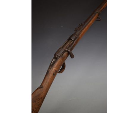 French Gras 1866 M80 11mm bolt action rifle with pop-up ladder sights, sling suspension loops, steel butt plate, stock stampe