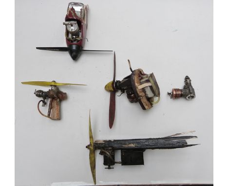 Five vintage diesel compression ignition model aircraft engines to include Mills or similar, Yin Yan 2.47cc and FROG 249