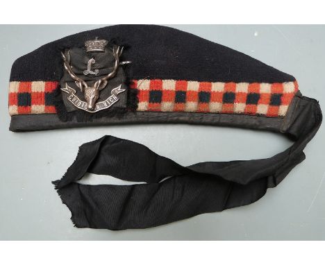 British Army officer's Seaforth Highlanders Glengarry hat with four piece badge