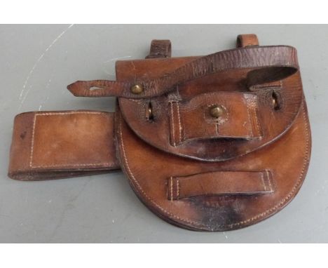 WW1 British Army leather pouch for spare horse shoes and nails, makers Whippy, Steggall &amp; Co, North Audley St, London