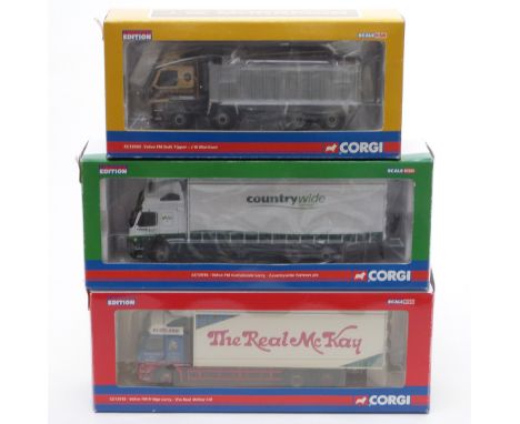 Three Corgi limited edition 1:50 scale diecast model lorries comprising Rigids Countrywide Farmers PLC CC13516 and The Real M