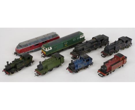 Eight Hornby, Airfix, Lima and similar 00 gauge locomotives including British Rail, Deutsche Bundesbahn V200035, etc&nbsp;