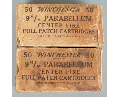 One-hundred Winchester 9mm Parabellum centre-fire full patch cartridges, in original boxes&nbsp;PLEASE NOTE THAT A VALID RELE