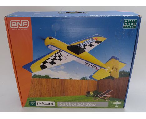 Horizon Hobby BNF Parkzone Ultra Micro Series Sukhoi SU-26xp radio controlled model aeroplane, in original box.&nbsp;