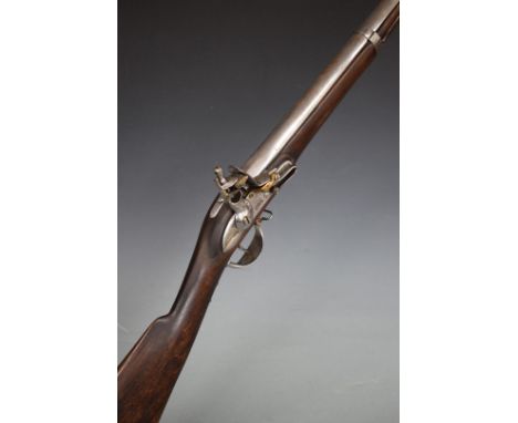 Italian 19thC model 1823 flintlock hammer action service musket with lock stamped 'FABB.A R.A IN TORINO', steel trigger guard