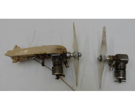 Two Oliver Tiger vintage diesel compression ignition model aircraft engines
