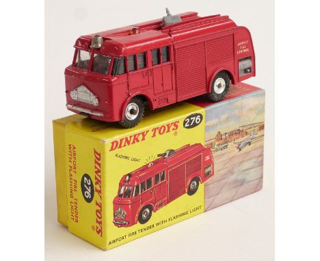 Dinky Toys diecast model Airport Fire Tender with Flashing Light, red body and steel hubs, 276, in original box.&nbsp;