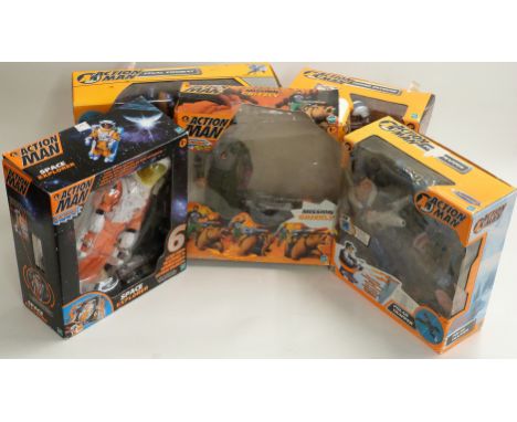 Five Hasbro Action Man figure sets Mission Grizzly, Space Explorer, Polar Trapper, Power Extreme and Final Combat, all in ori