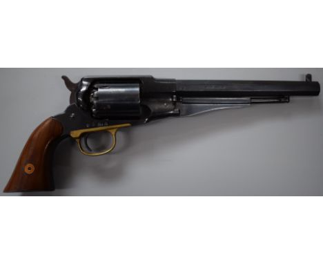 Italian Navy Arms Company .44 six-shot single action percussion revolver with brass trigger guard, shaped wooden grips and 8 