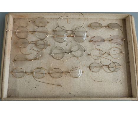 Thirteen pairs of mainly rolled gold vintage spectacles including examples marked OBAC-W and Shur-On USA&nbsp;