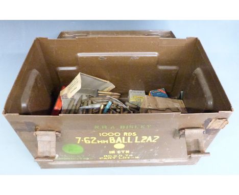 A large quantity of various collectors' rifle ammunition in a metal military ammunition case PLEASE NOTE THAT A VALID RELEVAN