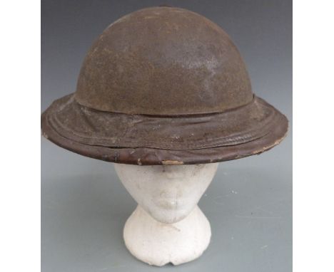 Royal Naval WW2 steel Brodie helmet with DSARN to front