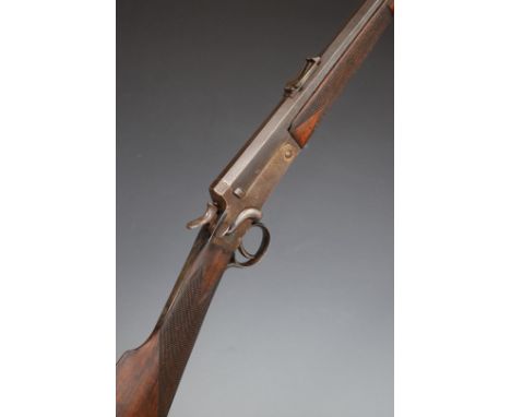 Lincoln Jeffries .300 rook hammer action rifle with chequered grip and forend, pop-up adjustable ladder sights, sling mounts,