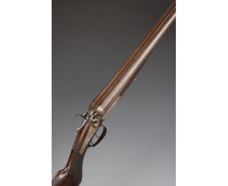 Fred Williams of Birmingham 12 bore side by side hammer action shotgun with engraved decoration to the lock, hammer, trigger 
