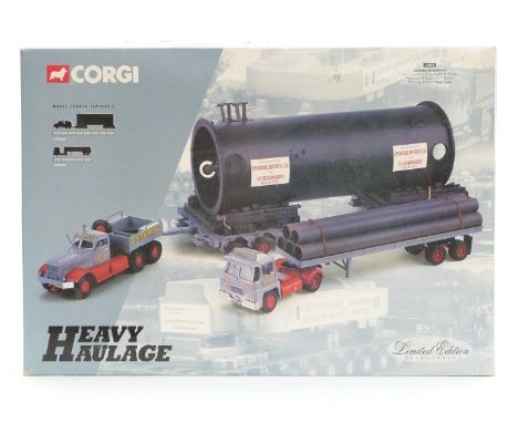 Corgi Heavy Haulage 1:50 scale limited edition diecast model Sunter Brothers Guy Invincible Long Platform Trailer, Pipe Load 