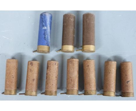 Twelve 12 bore pinfire shotgun cartridges including Nobel PLEASE NOTE THAT A VALID RELEVANT FIREARMS/SHOTGUN CERTIFICATE IS R