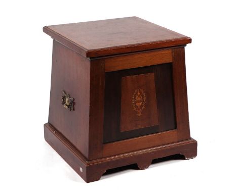 An Edwardian inlaid mahogany commode, 43cms wide.