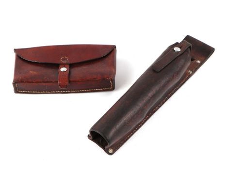 Swiss Army leather ammunition pouch or cartridge case 21.5cms (8.5ins) wide, stamped to the reverse: ALBERT JUNG ZUZWIL (ST.G