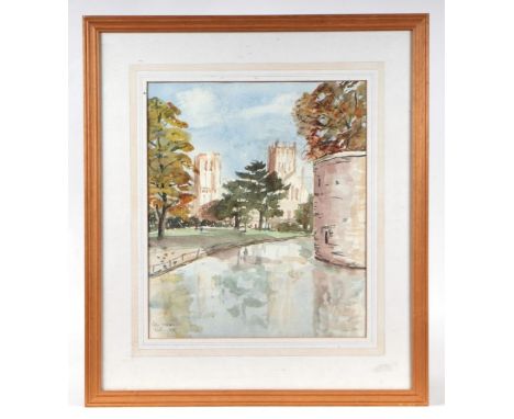 Peter Gammon - The Moat, Wells, Somerset - watercolour, signed and titled lower left, framed &amp; glazed, 28 by 33cms; toget