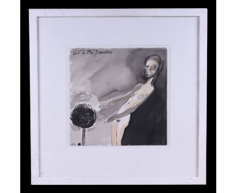 William Cullimore (1936-2021) - Eve in the Garden - mixed media, signed &amp; titled top left, 24 by 24cms, framed &amp; glaz