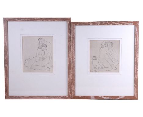 In the manner of Henri Matisse - Life Study of Two Embracing Ladies - etching, 17 by 18cms; together with another similar, 17