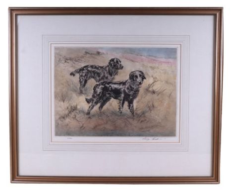 After Henry Wilkinson - A Pair of Setters - limited edition drypoint engraving, signed in pencil and numbered 61/200 to the m