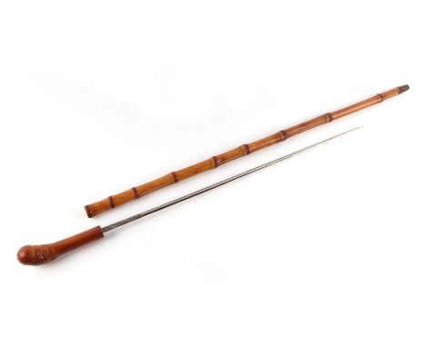 A bamboo swordstick, overall 92cms long.