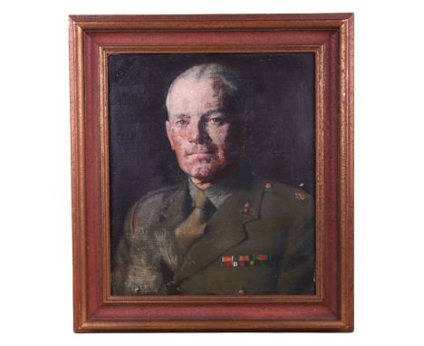 J Wolfe - Portrait of a Military Gentleman - possibly John Russell Sims, signed &amp; dated 1944 lower right, oil on canvas w