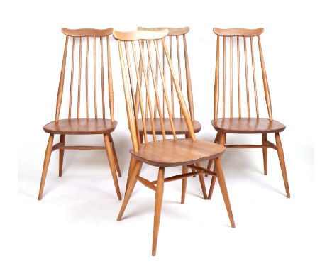 A set of four 1960's blonde Ercol 2056 dining chairs (4).