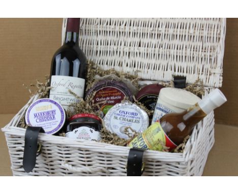 HANDMADE FOOD HAMPER FOR 8 PEOPLE to include: Oxford Regatta, Oxfordshire red wine matured in oak barrels. Made from Dornfeld