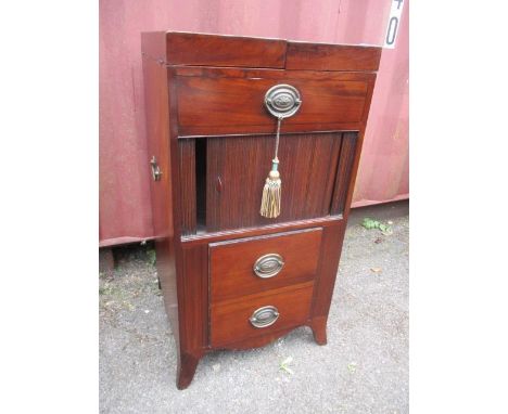 A George III tambour fronted commode, 33"h x 16 3/4"w 