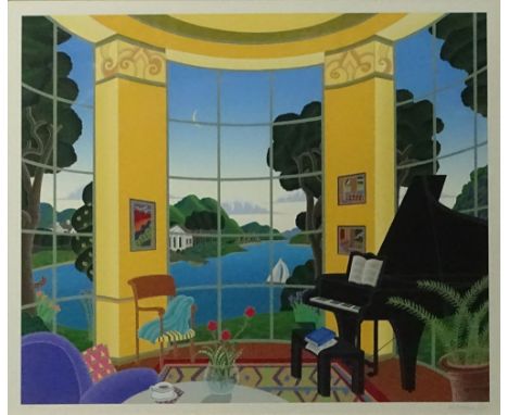 Thomas McKnight, American (b. 1941) Color serigraph "Yellow Music Room" Signed in pencil and numbered 137/200. Certificate fr