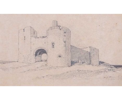 Attributed to John Sell Cotman (1782-1842) A Castellated Gatehouse, pencil sketch, inscribed "Cotman" in pencil on paper vers