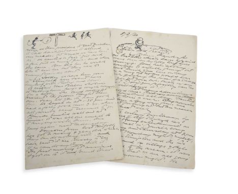 Edward Seago (1910-1974, 2024 marks the 50th anniversary of his death), A very personal 2 page (4 sides) letter with 9 ink sk